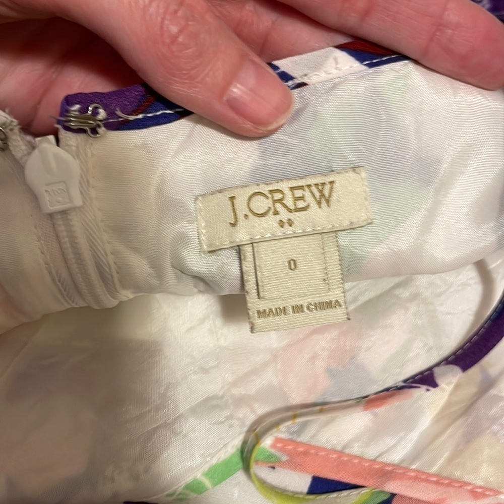 J Crew Dress Women's 0 White Pink Purple Spaghetti Strap Floral Mini Bright Fun - Picture 7 of 9